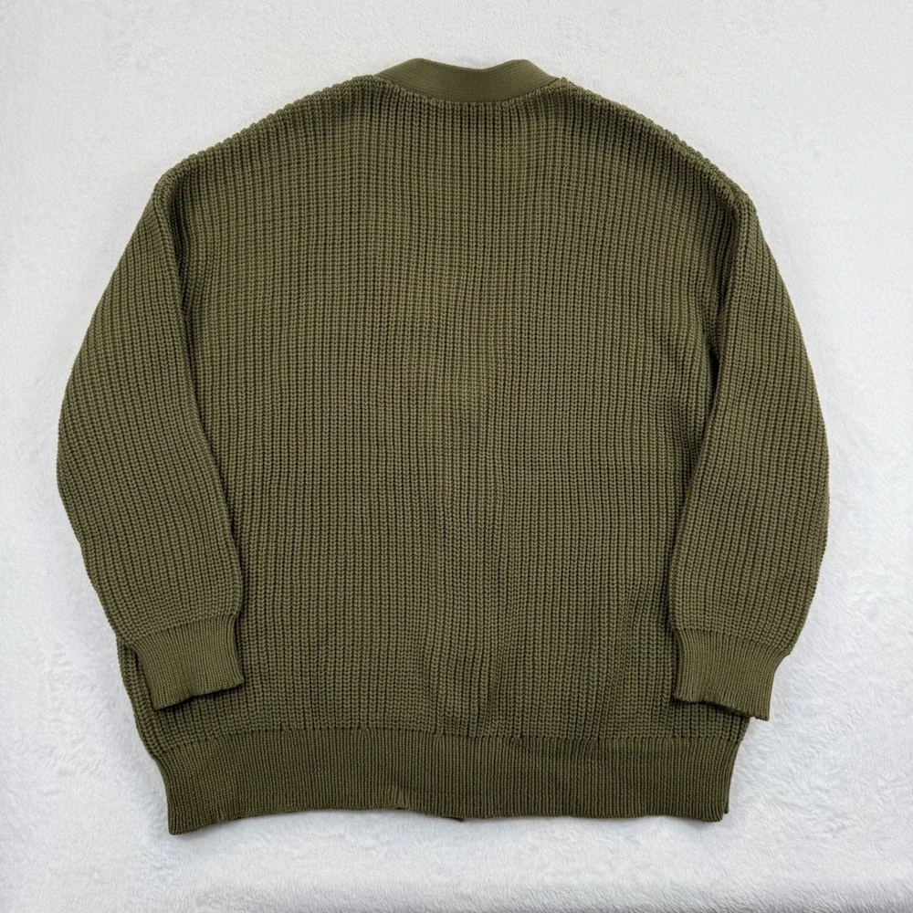Jenni Kayne NWOT Womens Olive Green Organic Cotton Blend Knit Cardigan Sweater S